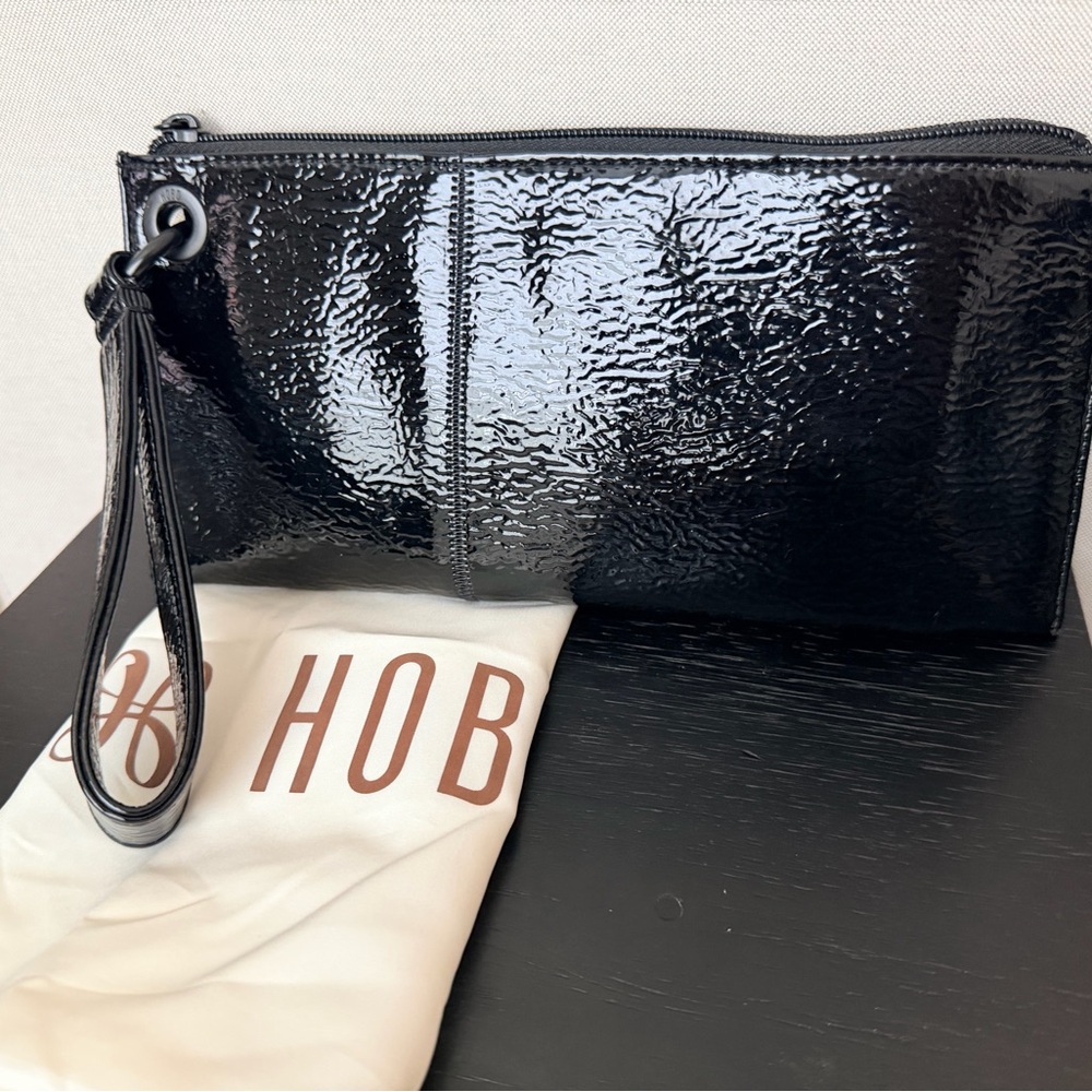 HOBO Black Patent Leather Wristlet